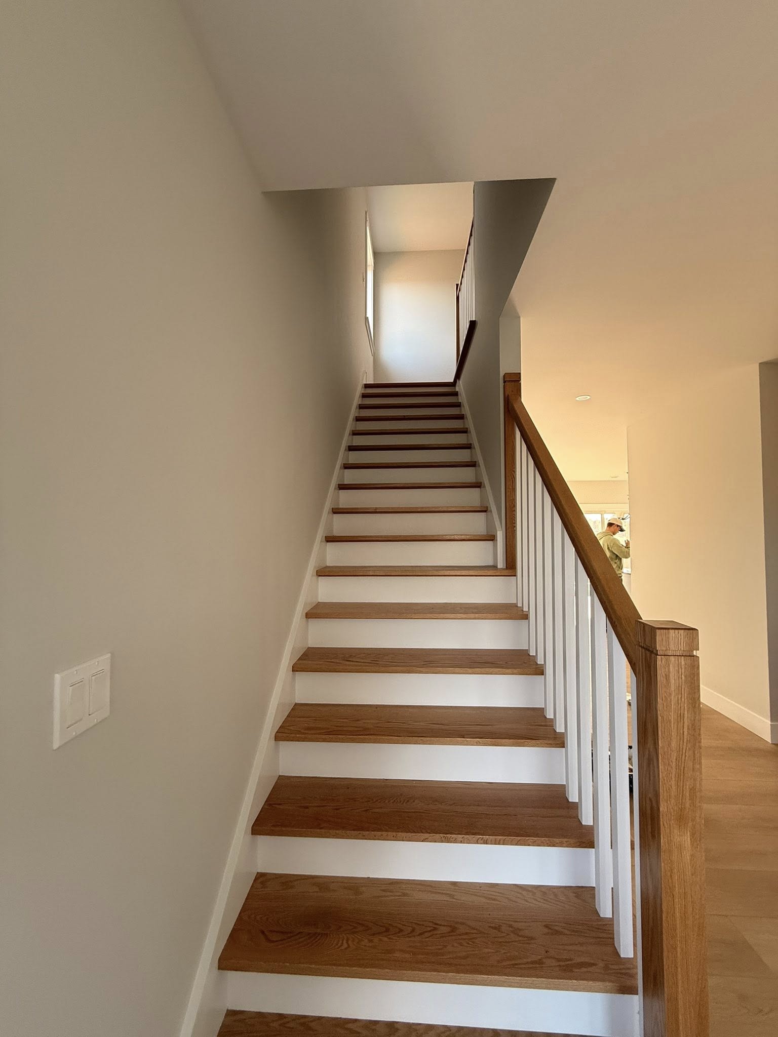 painting staircase new wood bannister stairway